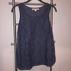 Blue LOFT Lace Shell
